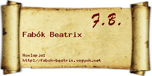 Fabók Beatrix névjegykártya